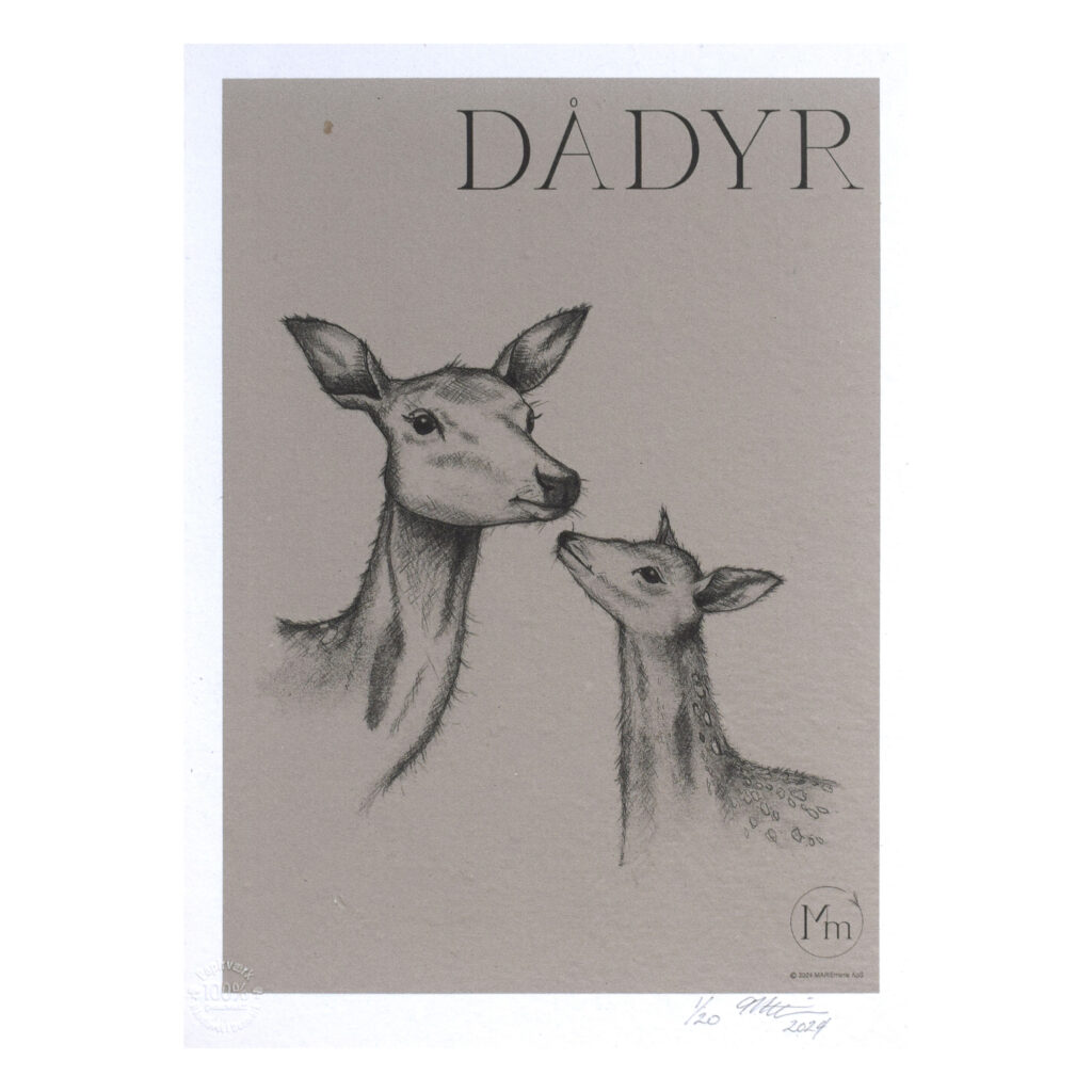 Dådyr (kunsttryk, ca. A4) - Limited edition