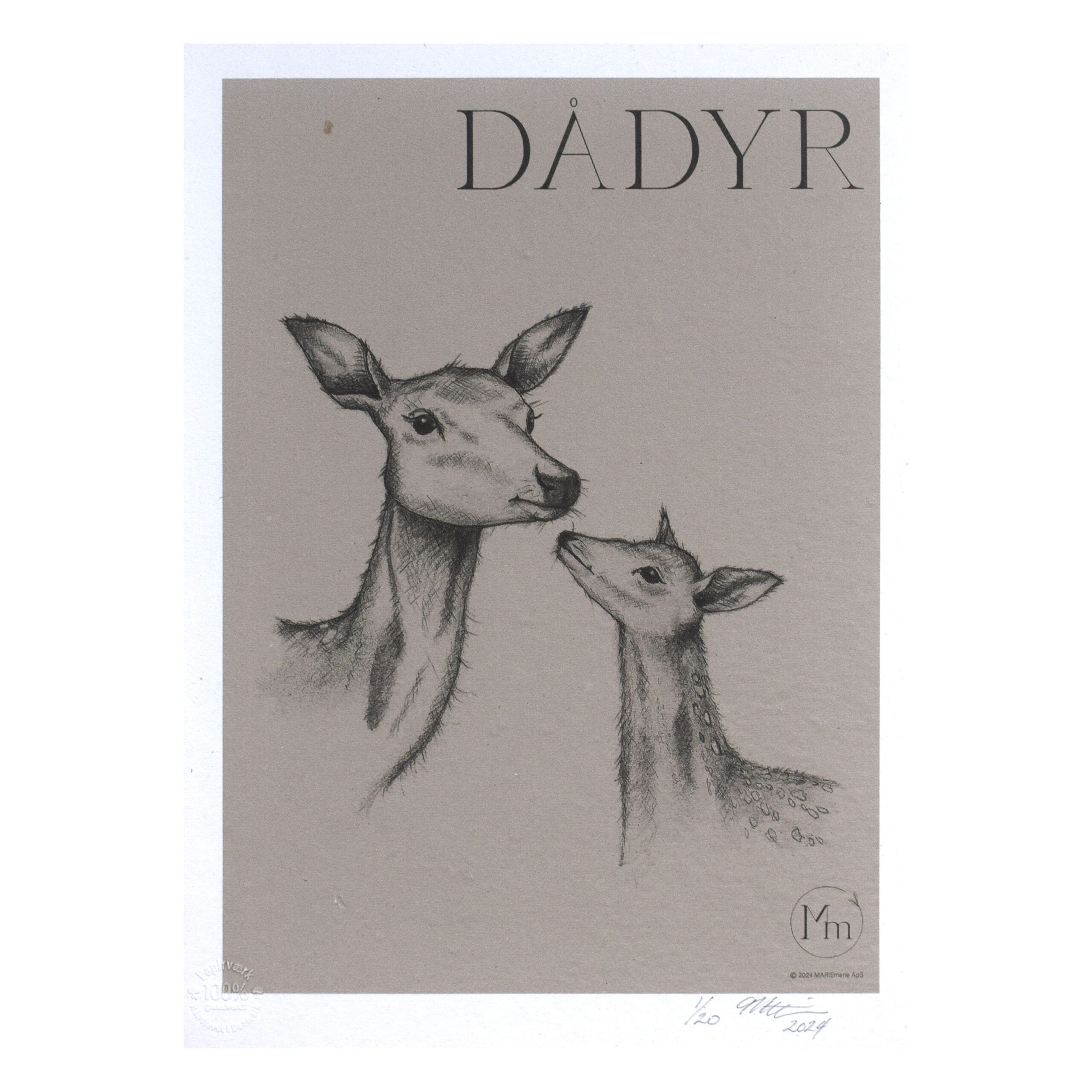 Dådyr (kunsttryk, A4) - Limited edition