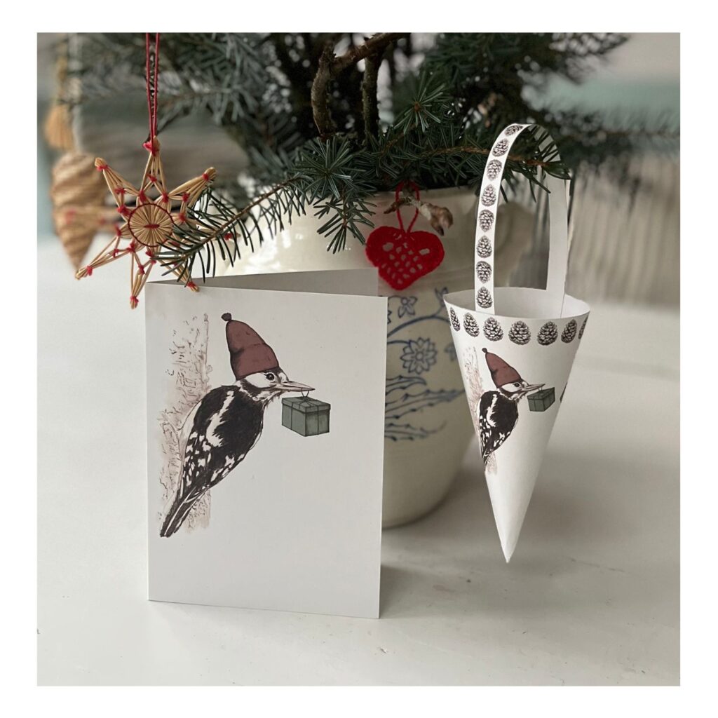 Julespætte (Flagspætte, dobbeltkort, A6)