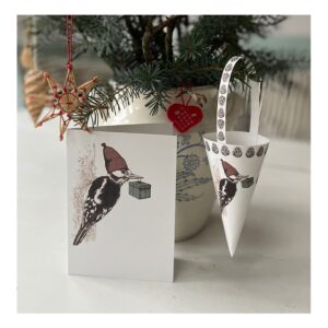 Julespætte (Flagspætte, dobbeltkort, A6)