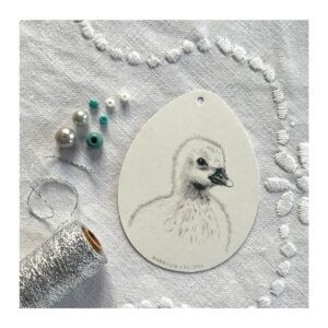 DIY påskeophæng, ælling (sølv/hvid/turkis)