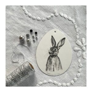 DIY påskeophæng, hare (sølv/sort)