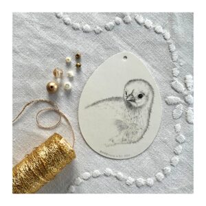 DIY påskeophæng, kylling (guld/hvid)