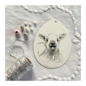 DIY påskeophæng, grinende lam (lyserød/hvid/sølv)