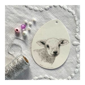 DIY påskeophæng, det blide lam (pink/sølv/hvid)