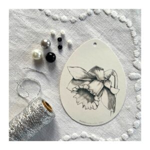 DIY påskeophæng, påskelilje (sølv/hvid/sort)