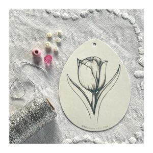 DIY påskeophæng, tulipan (pink/hvid/sølv)
