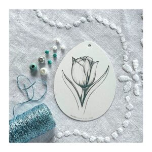 DIY påskeophæng, tulipan (turkis/hvid)