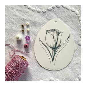 DIY påskeophæng, tulipan (pink/hvid)