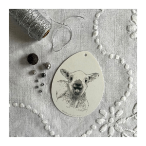 DIY påskeophæng, grinende lam (sølv/brun)