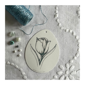 DIY påskeophæng, tulipan (blå/hvid)