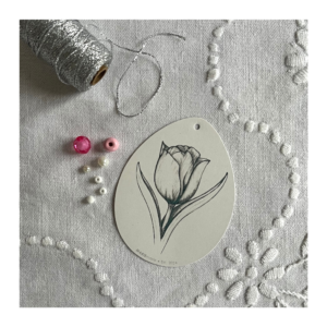 DIY påskeophæng, tulipan (pink/hvid/sølv)